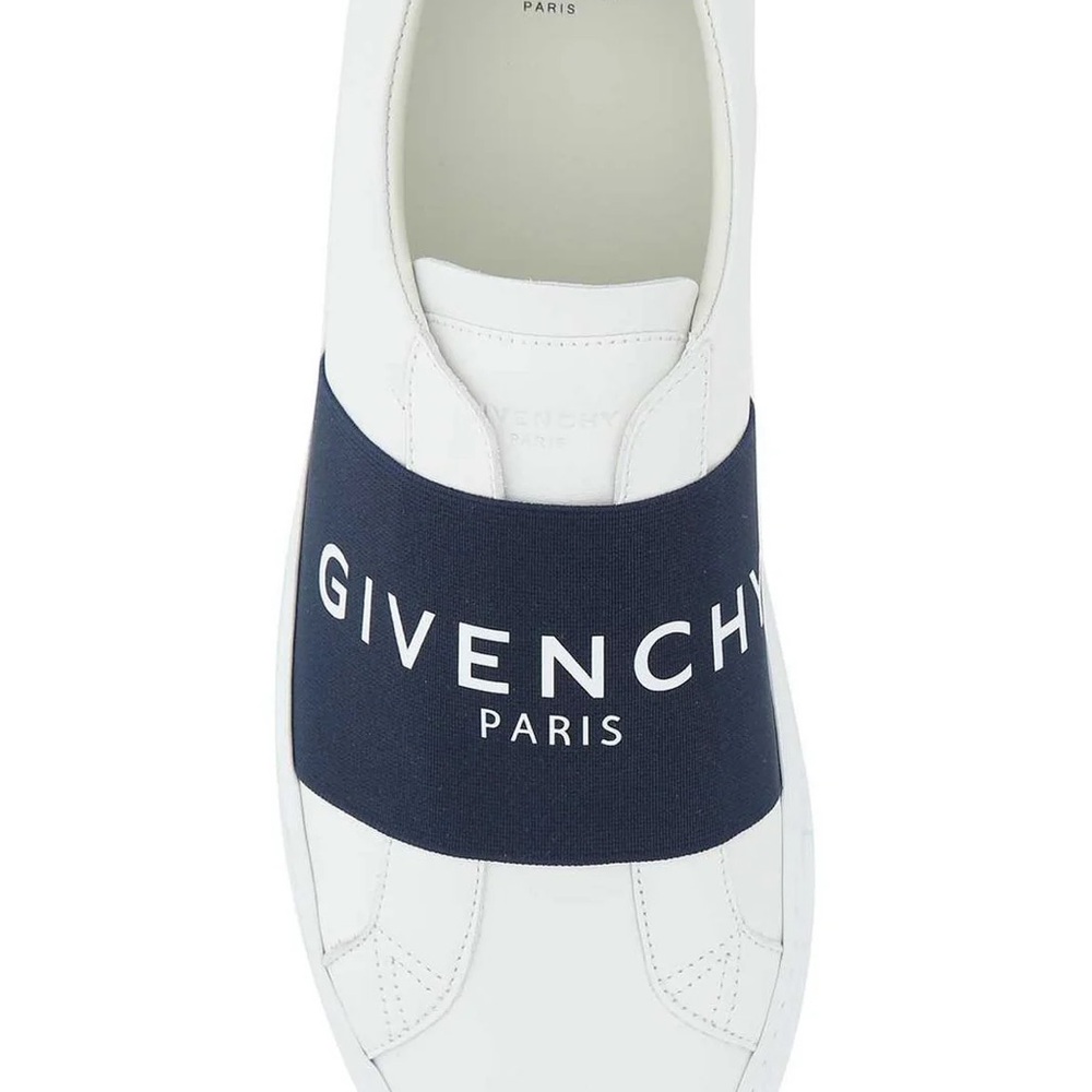 Givenchy Urban Street White Leather Sneakers with Black Logo Elastic Band (S10)